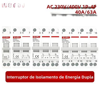 Imagem de Disjuntor De Transferência Manual De Dupla Alimentação 40A 63A MTS Interruptor De Trilho Din 1P 2P