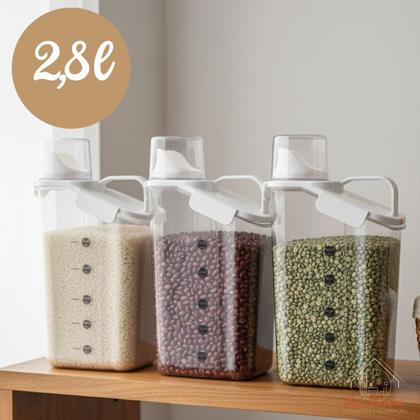 Imagem de Dispenser Multiuso 2,8 Litros Porta Ração Grãos Cereais Hermético Grande Organizador de Despensa