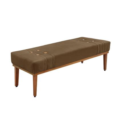 Imagem de Divã Recamier Banco Base Madeira para Quarto Gênova 90cm Suede Caramelo S04 - D'Rossi