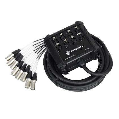 Imagem de Divisor XLR de 8 canais Snake Cable PRORECK com 25 pés de comprimento