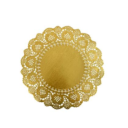 Imagem de Doilies toalha de papel rendado  Redondo 34,5cm Dourado 52un