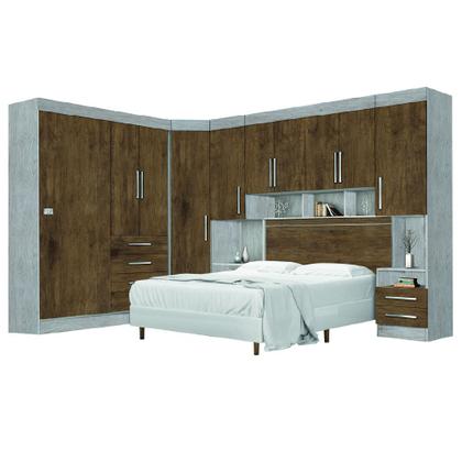 Imagem de Dormitório Modulado Georgia JA Avelã / Jequitibá Para Cama Box 1,38M Casal