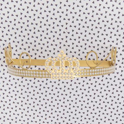 Imagem de Dossel Suporte Berco Para Parede Enfeitado Coroa Dourado