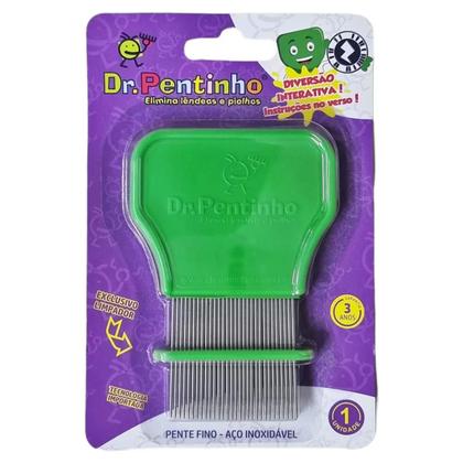Imagem de Dr Pentinho Pente Fino De Aço Piolhos E Lêndeas Com Limpador