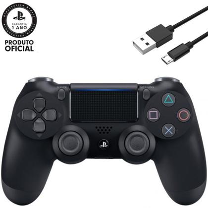 Imagem de Dualshock 4 Controle PS 4 Original Sony Preto Onix Black + Cabo de Carregamento