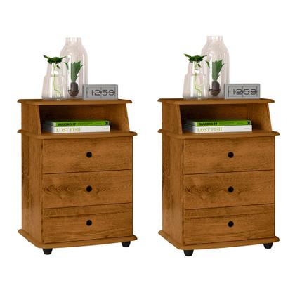 Imagem de Dupla Movel Multitarefa Apoio Mesa Mesinha Para Cabeceira Casal Solteiro Luxo EJ Cores