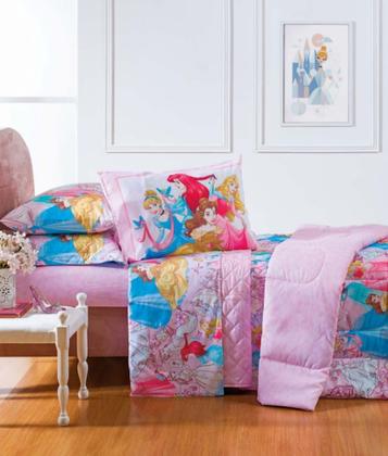 Imagem de Edredom Dupla Face +Jogo De Lençol 3 Peças - Infantil Cama De Solteiro - Linha Disney