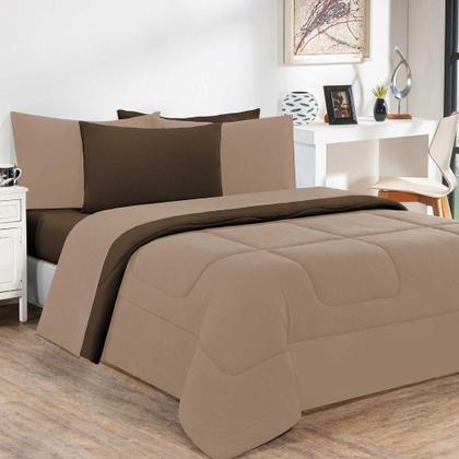 Imagem de Edredom Malha 100% Algodão Gran Moratta 1 Peça Queen - Avelã-marrom.