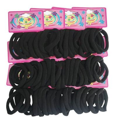 Imagem de Elastico de Meia Rabico para Cabelo Cor Preto com 72 Unidades