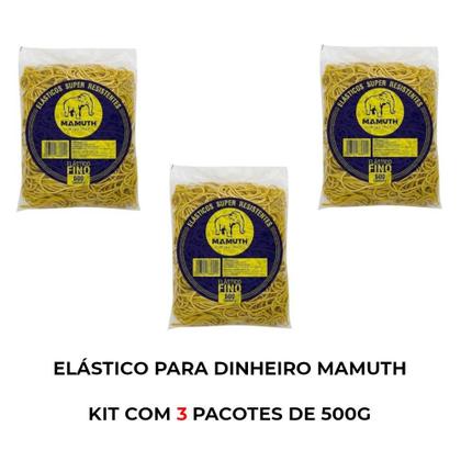 Imagem de Elasticos de borracha liguinha dinheiro mamuth 500g kit 3un