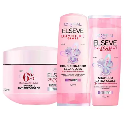 Imagem de Elseve Glycolic Gloss Kit - Shampoo + Condicionador + Creme de Tratamento