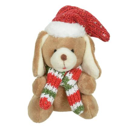 Imagem de Enfeite de Pendurar Pendente Cachorro c/Gorro Cacheco Verde Vermelho Sortido 15x8cm Cromus