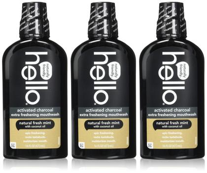Imagem de Enxaguante bucal hello Carvão ativado Extra Refreshening 480 mL x3