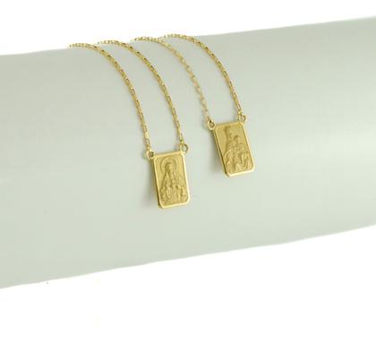 Imagem de Escapulário Ouro 18k 70 Cm 8x12 Simples Ns Do Carmo Sagrado