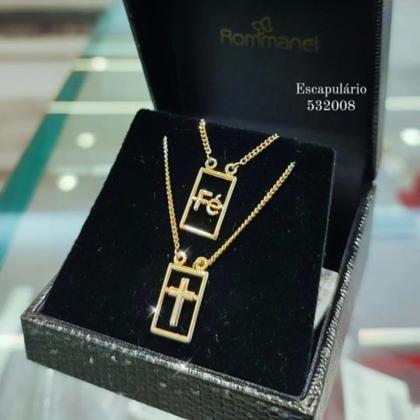 Imagem de Escapulário Rommanel  fé folheado a ouro tam 68cm 532008
