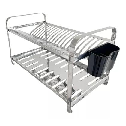 Imagem de Escorredor de Louças 20 Pratos em Aço Inox com Porta Talher Plastico Mak-Inox 85.07