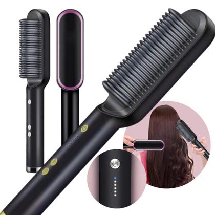 Imagem de Escova Alisadora 5 em 1 Alisa, Escova, Modela, Seca, Anti-Frizz - Profissional Cerâmica Bivolt