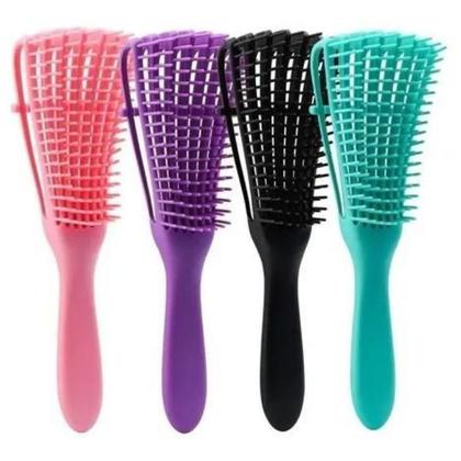 Imagem de Escova Polvo Cabelos Cacheados Flexível 8 Pontas Cor:Rosa