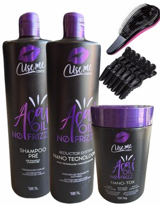 Imagem de ESCOVA PROGRESSIVA AÇAI OIL NO FRIZZ 2X1L E BTOX NANO AÇAI 1KG USE ME (escolha o seu)