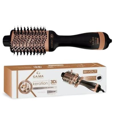 Imagem de Escova Secadora e Modeladora Gama Italy Stylish Brush 3D Keration Preto e Cobre Metálico Bivolt