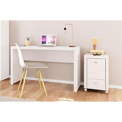 Imagem de Escritório Completo (1 Mesa de Computador ME4135 + 1 Gaveteiro ME4112) 2 Peças Branco - Tecno Mobili