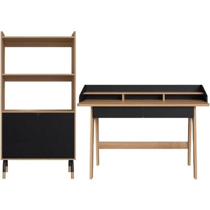 Imagem de Escrivaninha 2 Gavetas E Armario 27999x27996 Hanover Nero Artesano Hanover Nero