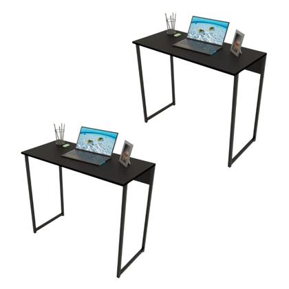 Imagem de Escrivaninha Home Office Industrial 90x50 MDF Preto  Para Quem Busca Praticidade e Estilo