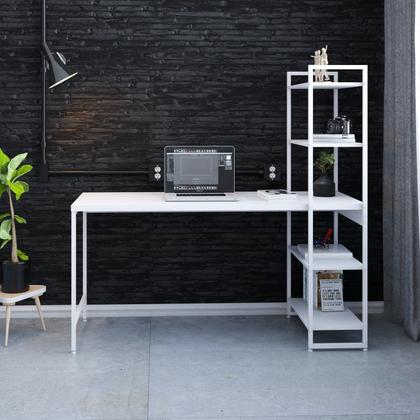 Imagem de Escrivaninha Mesa Escritório com Estante 4 Prateleiras Estilo Industrial 150cm Active Yescasa