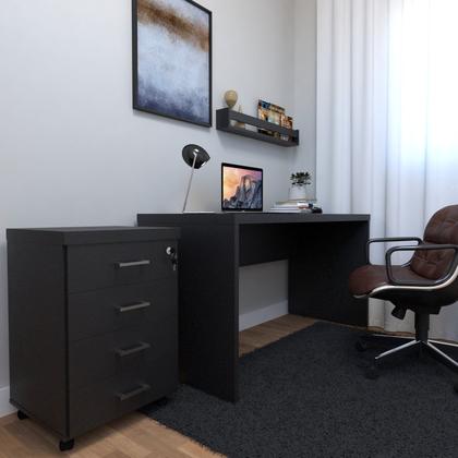 Imagem de Escrivaninha Mesa Escritório com Gaveteiro e Prateleira