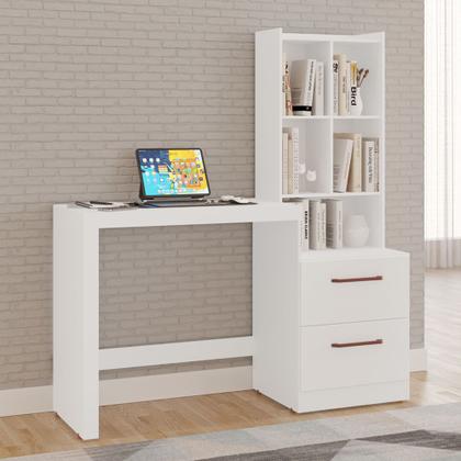 Imagem de Escrivaninha Silvana 100% MDF Tuboarte 2 Gavetas 5 Nichos (Estilo Colméia)