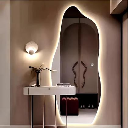 Imagem de Espelho Corpo Inteiro Grande Organico LED 3 cores Industrial 150x40 Quarto Loja Sala