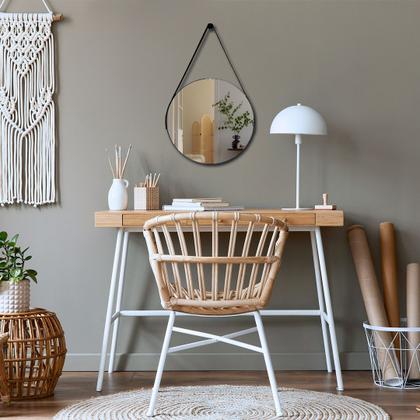 Imagem de Espelho Redondo Adnet 30cm com Alça e Suporte para Quarto Banheiro Hall