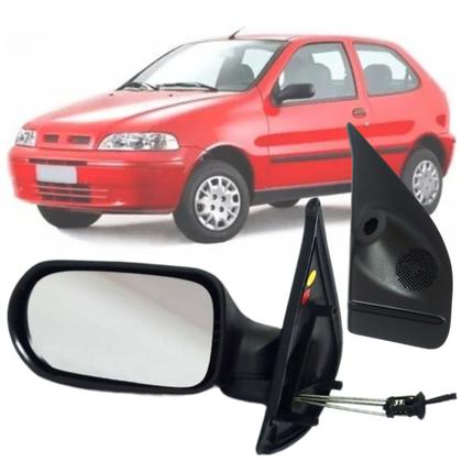 Imagem de Espelho Retrovisor Esquerdo Motorista Fiat Palio Strada Fire 2001 2002 2003 Com Controle Interno de Regulagem para 2 Portas