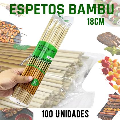 Imagem de Espeto de Bambu Para Churrasco, Doces, festa 18cm 100 unid