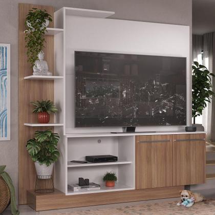 Imagem de Estante Home Theater para TV até 55 Pol. Denver Multimóveis Argila Acetinado com Branco Texturizado