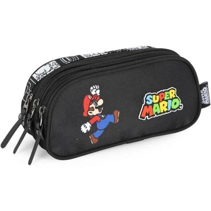 Imagem de Estojo Escolar Triplo Super Mario Preto Luxcel 