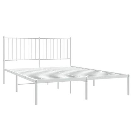 Imagem de Estrutura de cama vidaXL White Metal completa com cabeceira de 30 cm com armazenamento