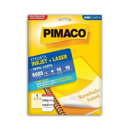 Imagem de Etiqueta Ades. Papel Carta 6085 InkJet+Laser C/ 10 Pimaco