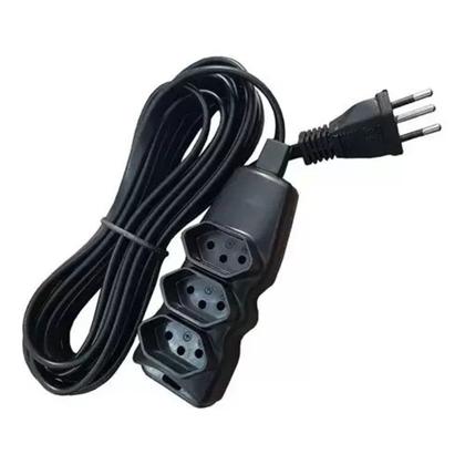 Imagem de Extensao 5 metros 3 tomadas triplas preta megatron