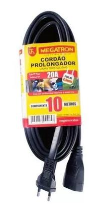 Imagem de Extensão Cordão Prolongador Pp 2 Pino 10m 20a Preto Megatron