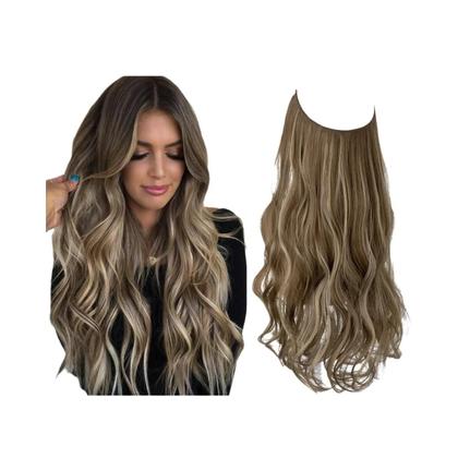 Imagem de Extensão De Cabelo Natural Com Clipe, Onda Longa Sintética, Em Tons De Preto, Loiro E Rosa, Com Fio