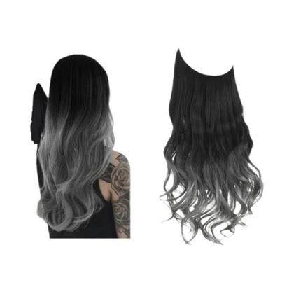 Imagem de Extensão De Cabelo Natural Com Clipe, Onda Longa Sintética, Em Tons De Preto, Loiro E Rosa, Com Fio