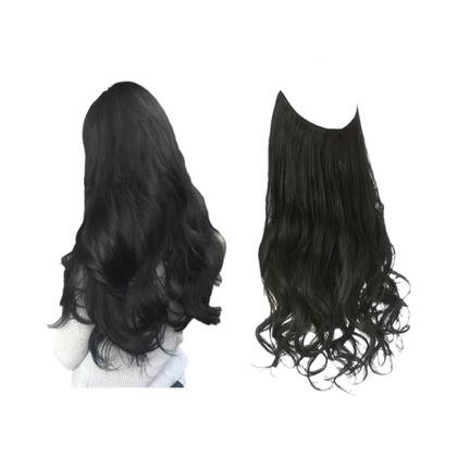 Imagem de Extensão De Cabelo Natural Com Clipe, Onda Longa Sintética, Em Tons De Preto, Loiro E Rosa, Com Fio