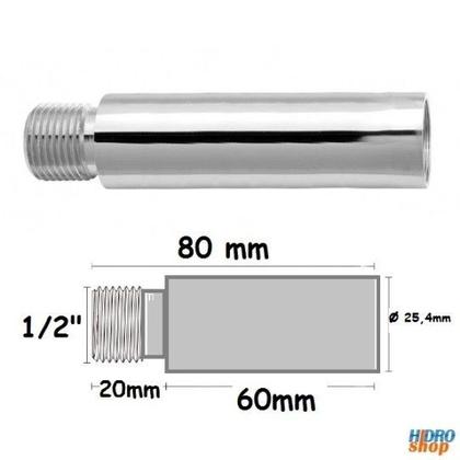 Imagem de Extensão de Latão Cromado de 1/2 x 60mm para Torneiras Chuveiros - 171503
