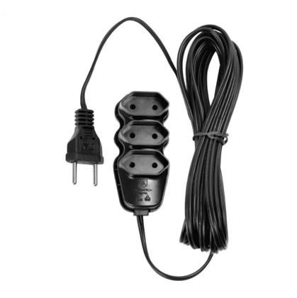 Imagem de Extensão Elétrica 3 Tomadas PL 2X0,75 5M Preta