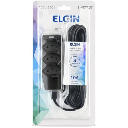 Imagem de Extensão elétrica Bipolar 3 Entradas 3 m Preta - Elgin