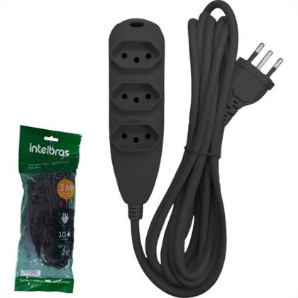 Imagem de Extensao Intelbras 3 Tomadas 2Polos + Terra 10A. Preta 3M. - 4830148
