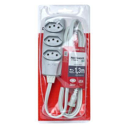 Imagem de Extensao Noshock 90 PP 3X0,75 2P+T 10A Cinza 1,3 Metros DN1905