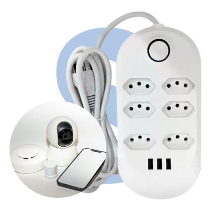 Imagem de Extensao Regua Eletrica Segura C/ 6 Tomadas E 3 Usb 2 Metros