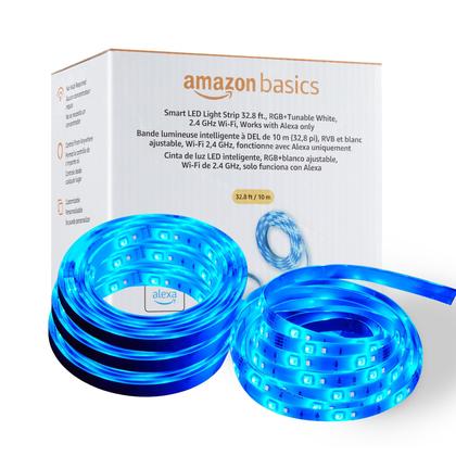 Imagem de Faixa de luz LED inteligente Amazon Basics 10m RGB + branca ajustável